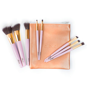 Kit de Pincéis de Maquiagem Alleva com 8 Peças + Necessaire