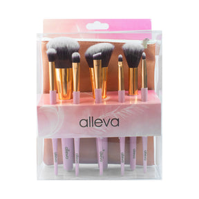 Kit de Pincéis de Maquiagem Alleva com 8 Peças + Necessaire
