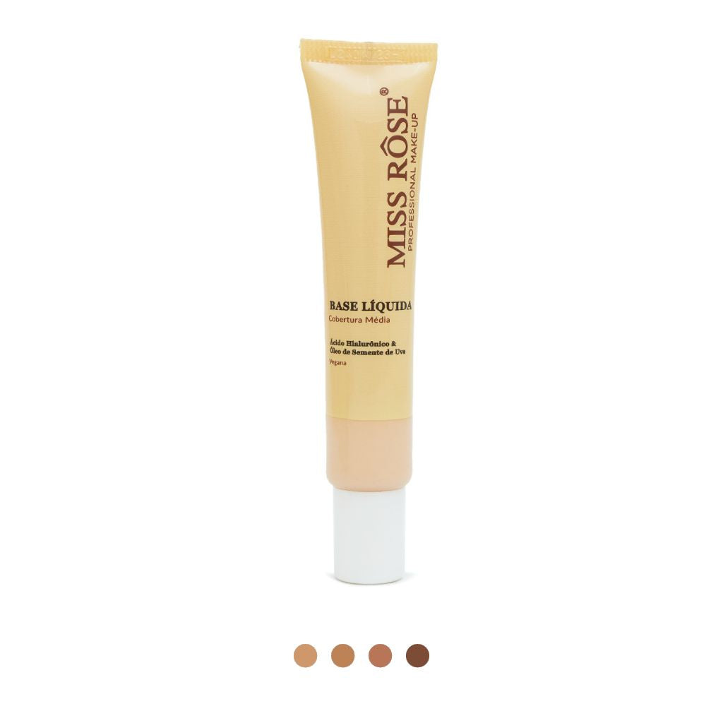 Base Líquida Miss Rôse Cobertura Média – Pele Natural com Conforto e Elegância