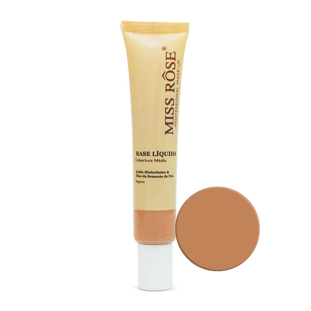 Base Líquida Miss Rôse Cobertura Média – Pele Natural com Conforto e Elegância
